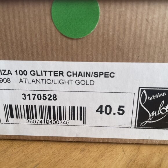 CHRISTIAN LOUBOUTIN Iriza Atlantic/Light Gold Glitter Pumps Heels - Picture 10 of 10